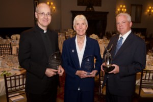 From left is Father James Martin, SJ; Sister Mary O'Neill, PBVM; and ArchCare President and CEO Scott LaRue. 
